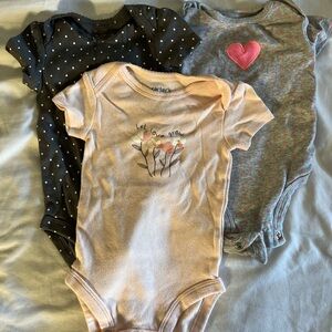 (3) 3m Carter's Baby LOVE One Piece Set - Black, Pink, Gray